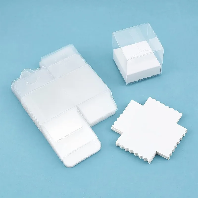 20 Packs Clear Plastic Gift Boxes with Paper Pedestal Transparent Favor Box for Candy Cookie Wedding and Baby Shower Party Treat