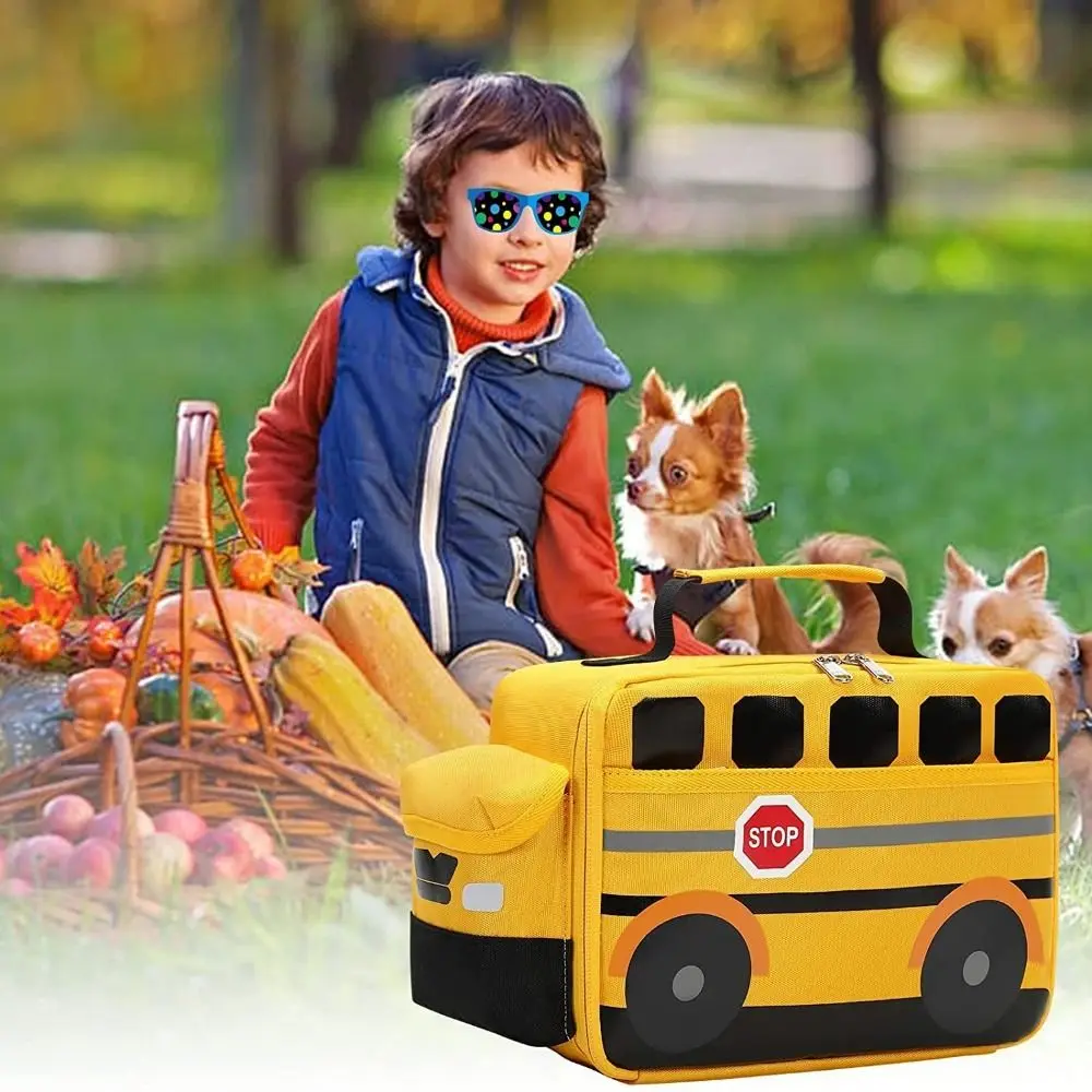 

Термоизолированные сумки для пикника, сумочка в форме школьного автобуса, сохраняющая свежесть, Изолированная Водонепроницаемая мультяшная сумка для обеда