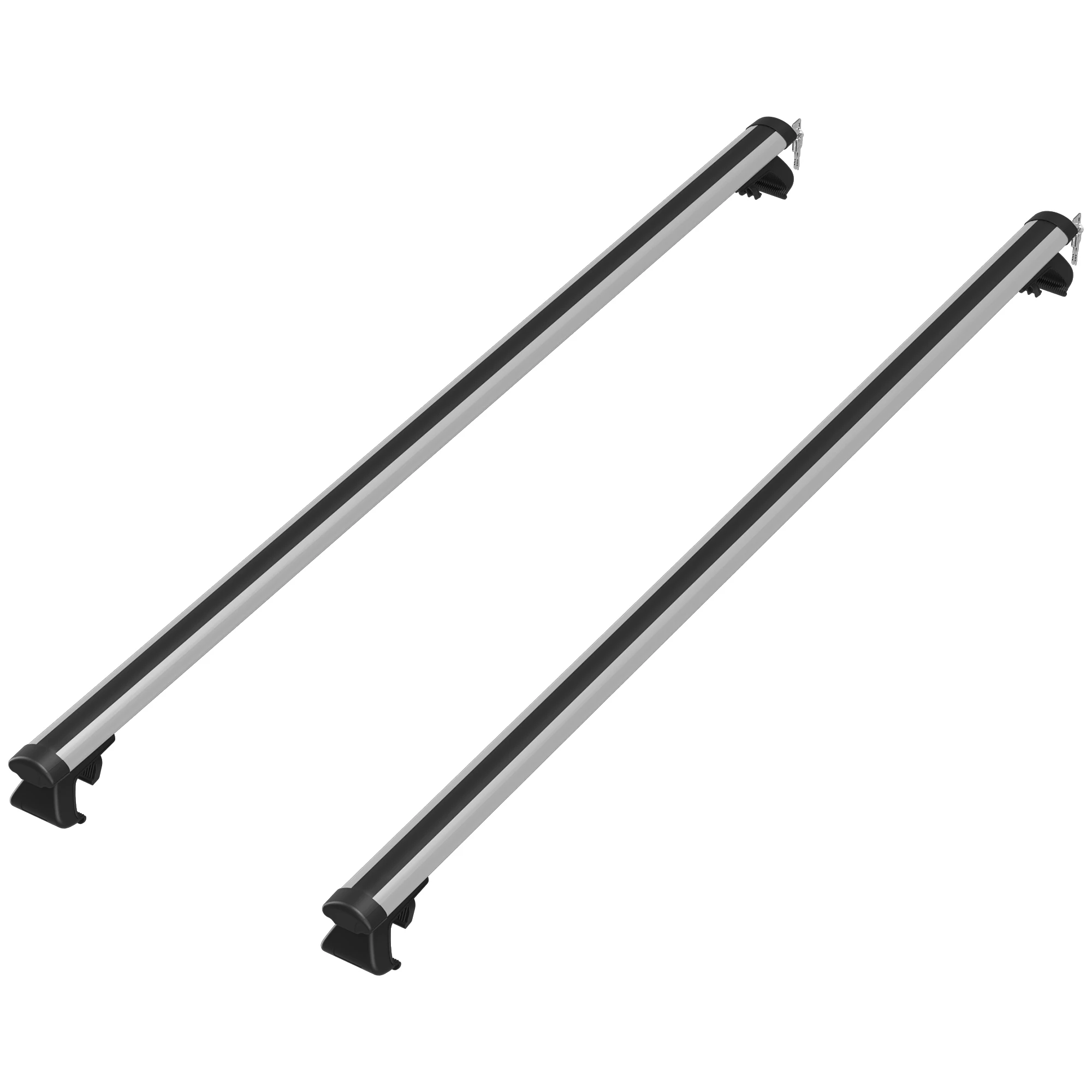 HOMCOM Barres de toit de voiture transversales porte-bagage verrouillables 2 clés fournies alliage d'aluminium 123,5 x 5,5 x 7 c