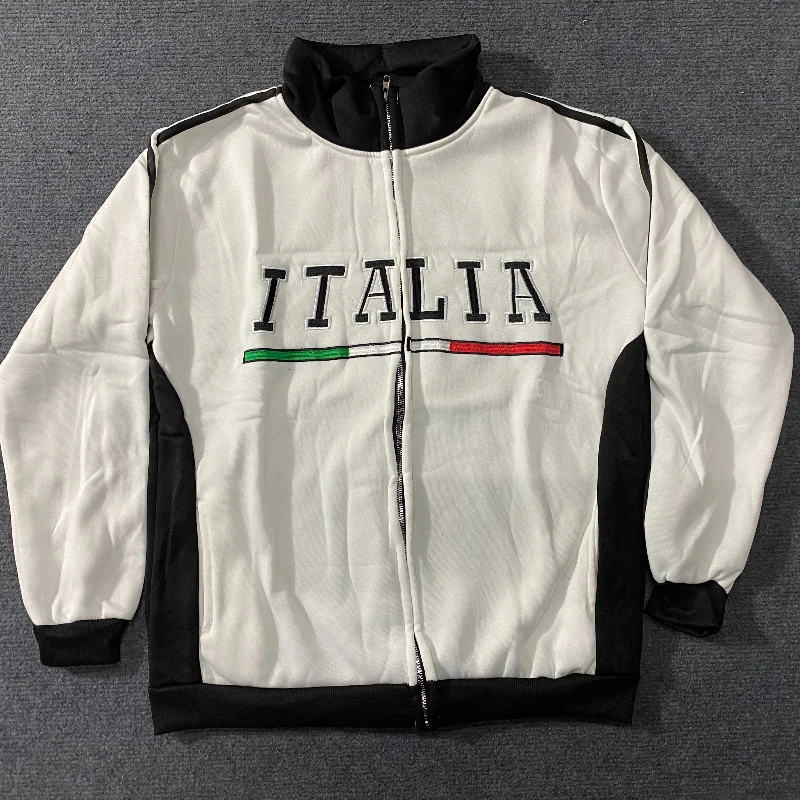 2025 Autumn/Winter Retro Hoodie Embroidered Contrast Splicing Sportswear Street Zipper Jacket