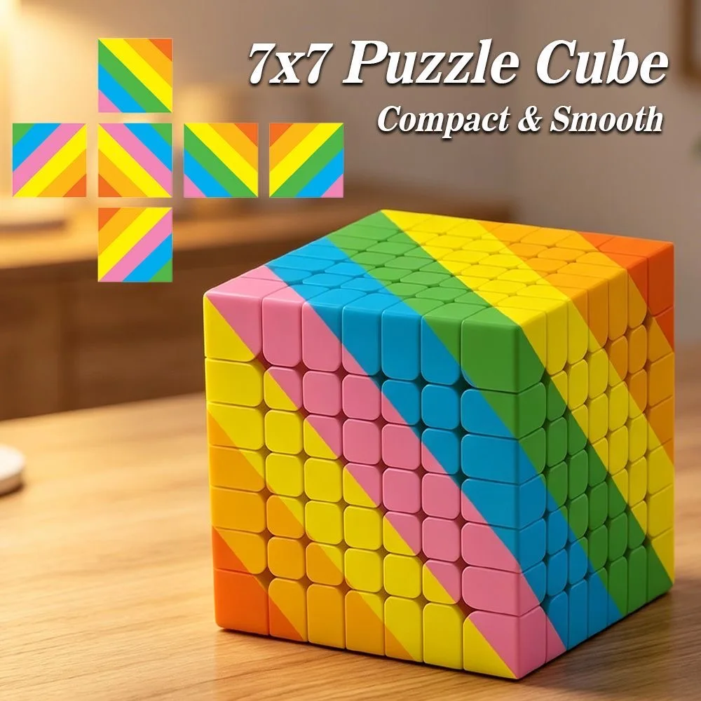 NEW 7x7 Rainbow Cube Speed Cube Stickerless Rainbow Cube 7x7x7 Speed Puzzle Cubes Toys Gift Cubo Magico  6-12y Packing Cubes