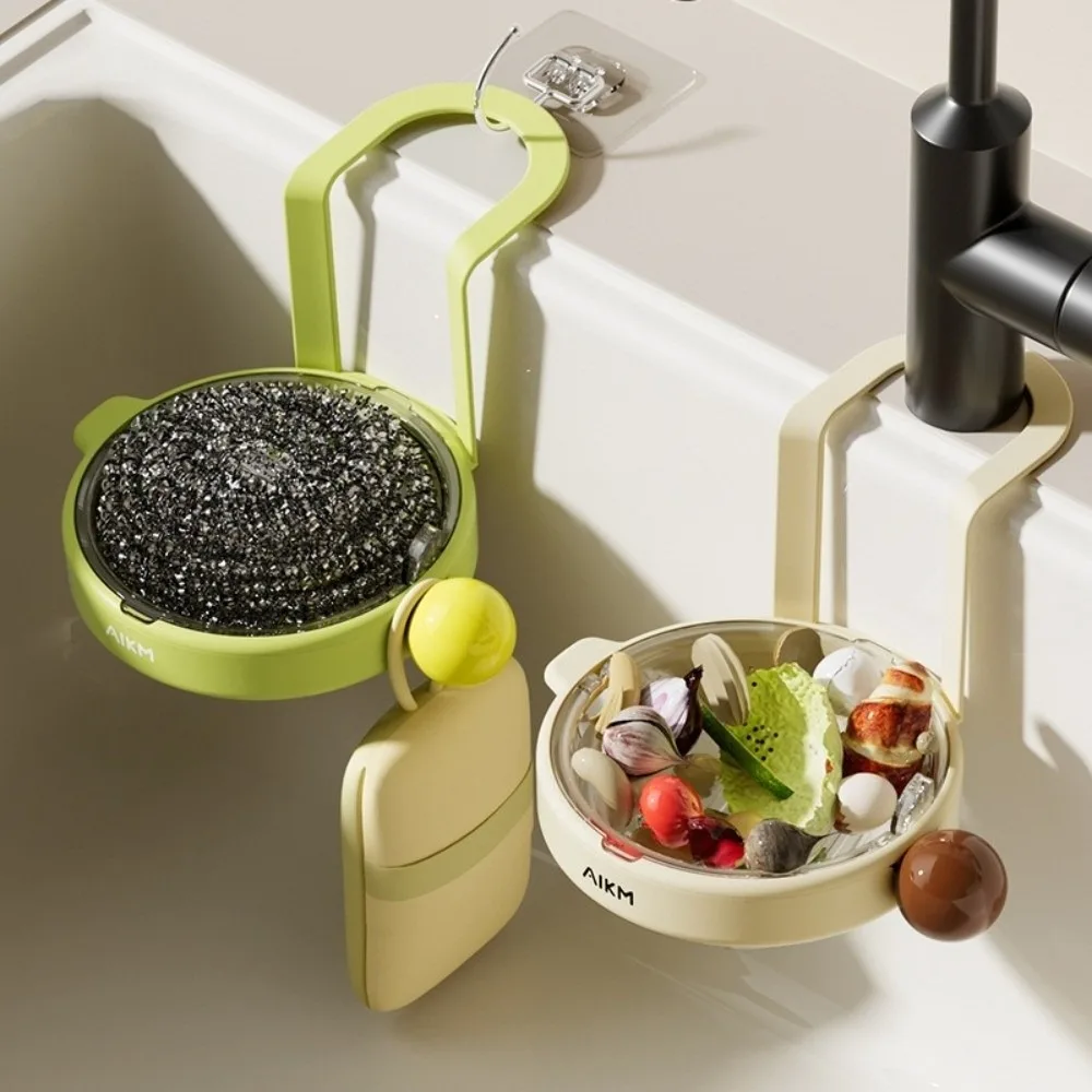 

New Hanging Sink Drain Basket Automatic Dumping with Hook Sink Food Strainer Durable Sink Organizer Kitchen