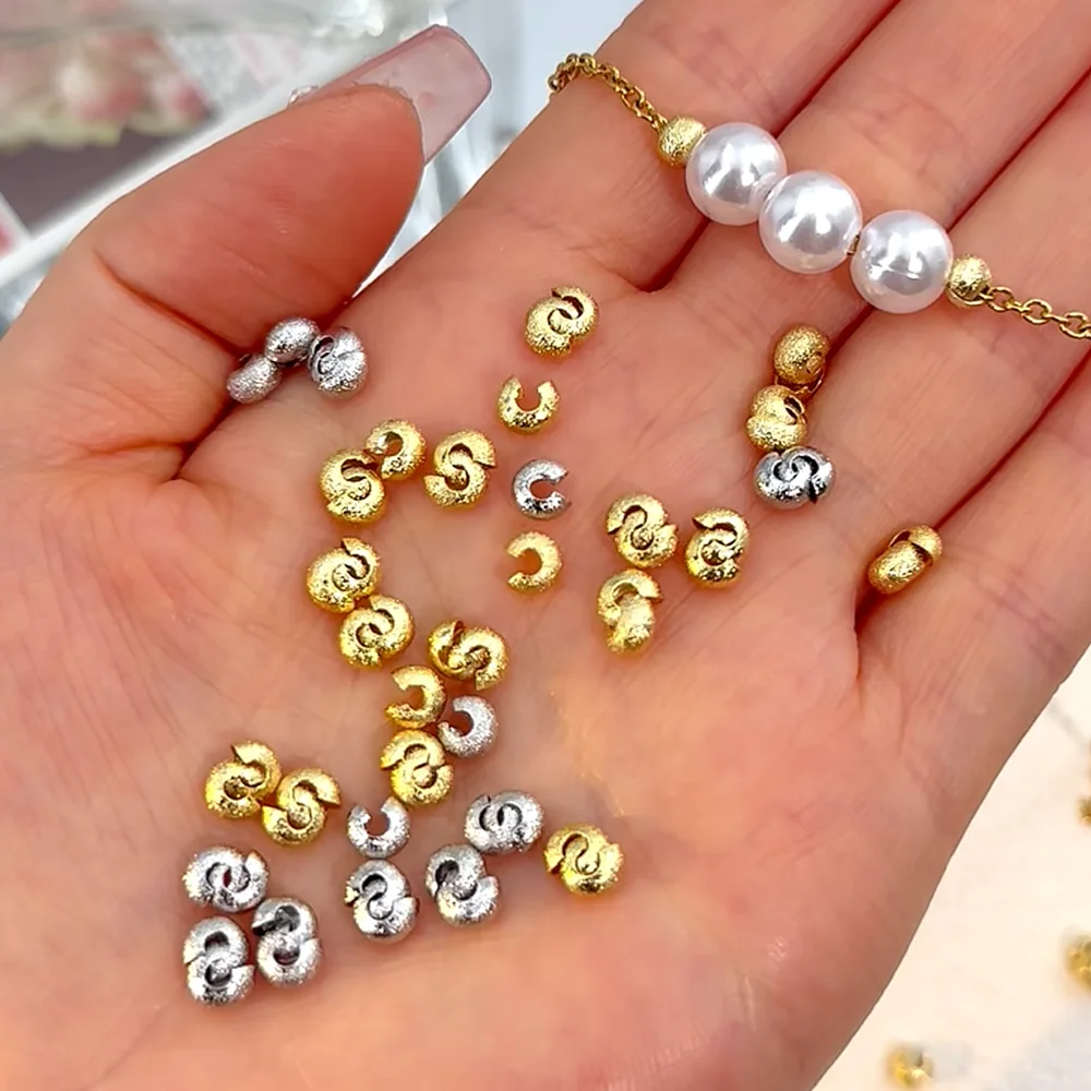 10Pcs Frosted Surface Half-Moon Open Positioning Beads Copper Crimp Bead Caps for DIY Beaded Necklace Bracelet Jewelry Making