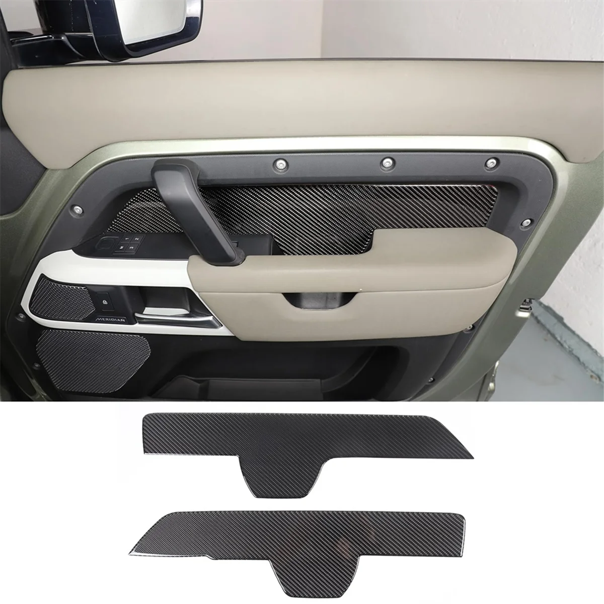 Carbon Fiber for Land 90 110 130 2020-2024 Front Door Inner Armrest Panel Cover Trim Interior Accessories