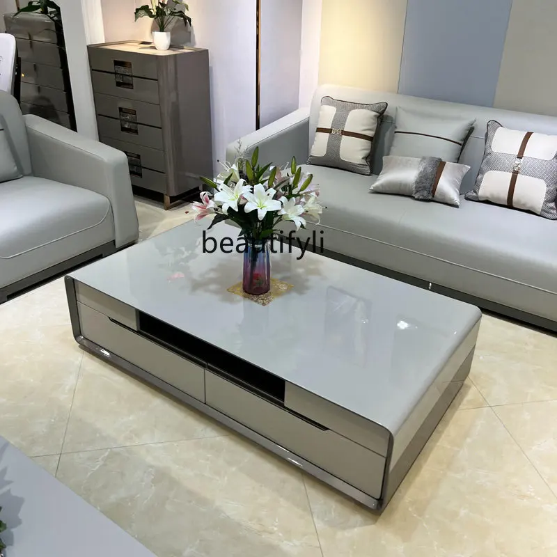 

Italian-Style Light Luxury Solid Wood Coffee Table Living Room Complete Large and Small Apartment High-End