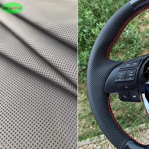 Imagen 2 del producto Funda de cuero trenzado para volante para BMW 5 6 7 Series F10 F07 F06 F12 F13 F01 F02 línea roja azul cuero de microfibra perforado