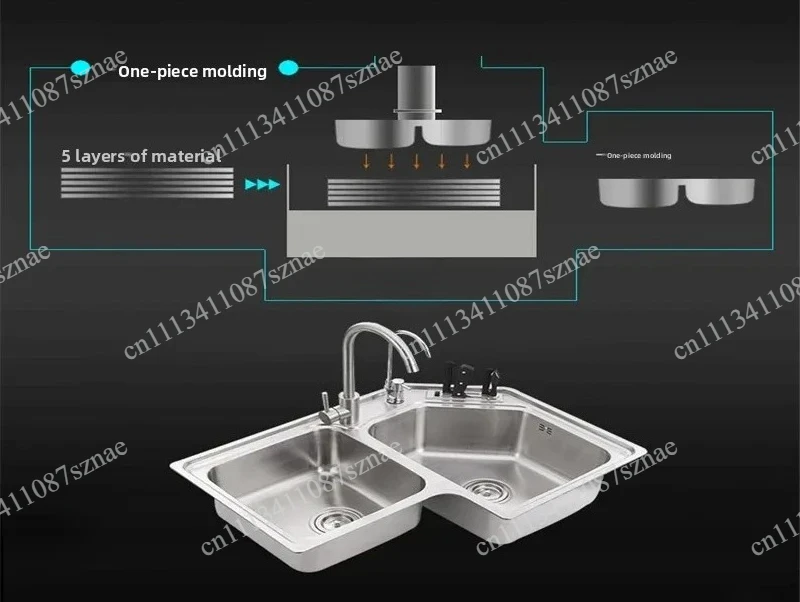 Stainless Steel Corner Kitchen Sinks Creative Kitchen Accessories Home Drain Double Slot Wash Basin Chinese Balcony Brushed Sink