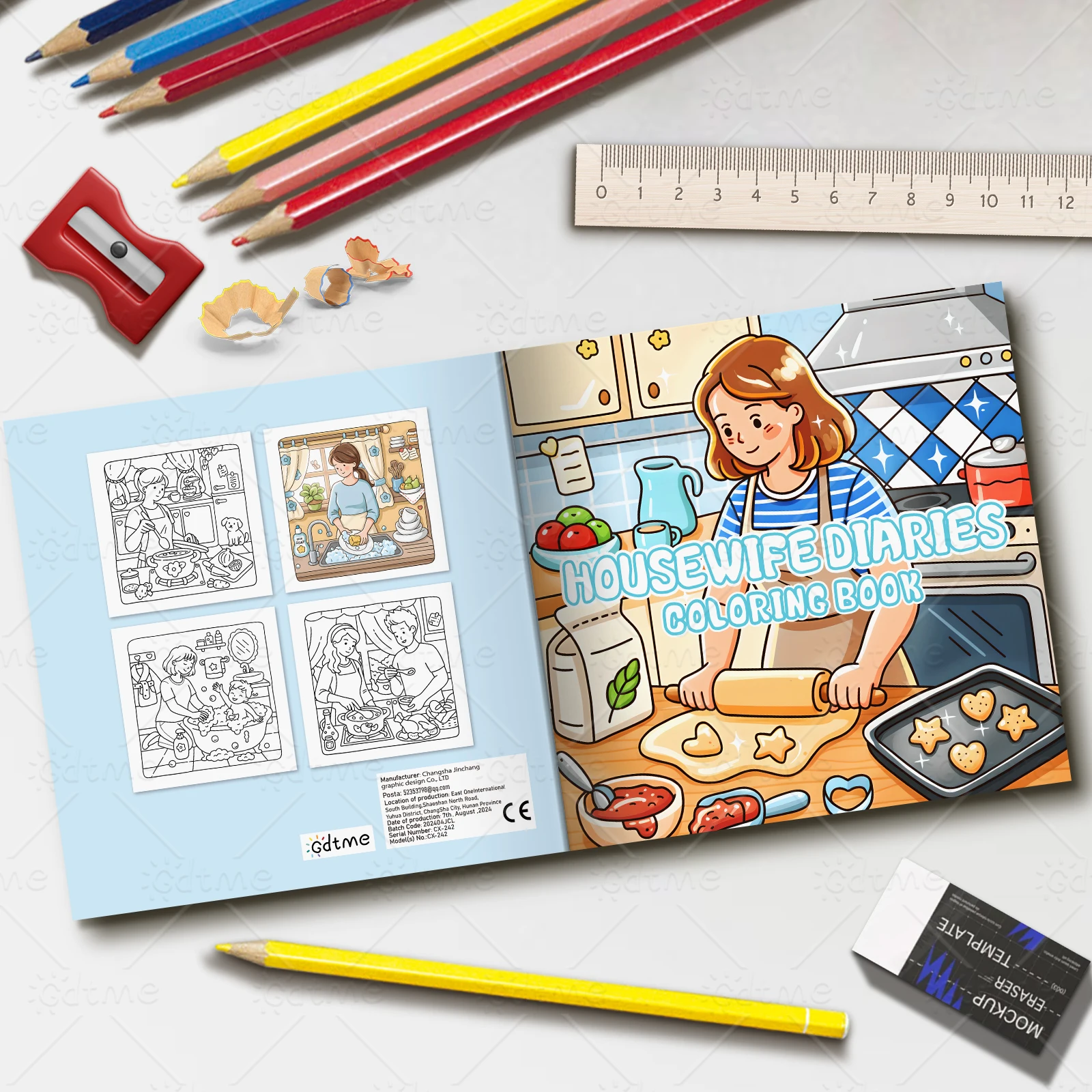 HOUSEWIFE DIARIES Malbuch für Erwachsene mit niedlichen, gemütlichen täglichen Aktivitäten zur Entspannung (Cozy Spaces Coloring) – Detail 2