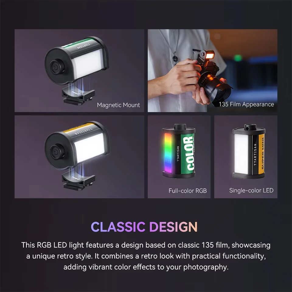 TTArtisan Mini Magnetic LED Light for Humanities Photography Live Streaming 0.5W Fill Light with Cold Shoe Mount CRI 95+