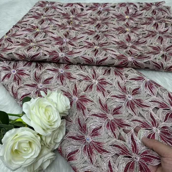 奢華彩色繩編蕾絲尼日利亞水溶性蕾絲布料,附寶石裝飾,2025 高品質非洲吉普爾繩編蕾絲布料 10 最佳銷售 奢華蕾絲 - №4