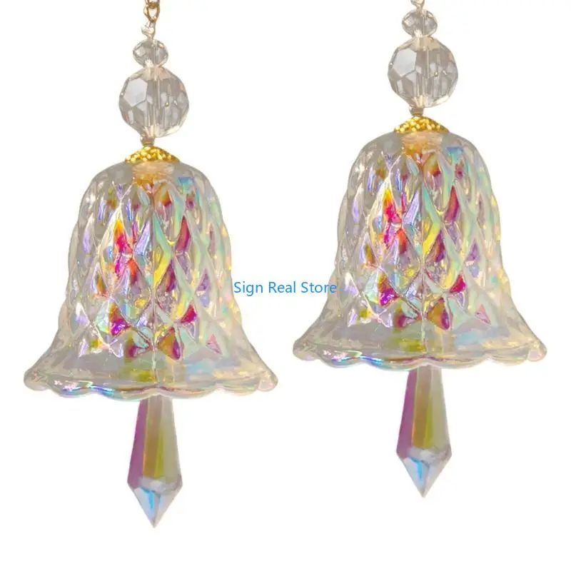 

2pcs Crystal Windchimes Sparkling Glass Ornament Vinging Bells Suncatchers для рождественских декоров в помещении и на открытом