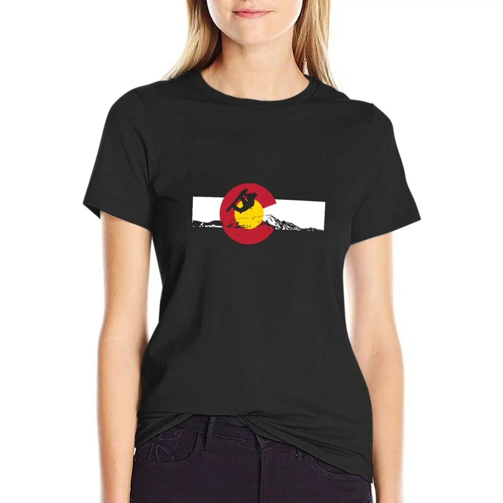 Snowboarder - Colorado Flag T-Shirt Blouse animal print shirt for girls Female clothing plain t shirts for Women