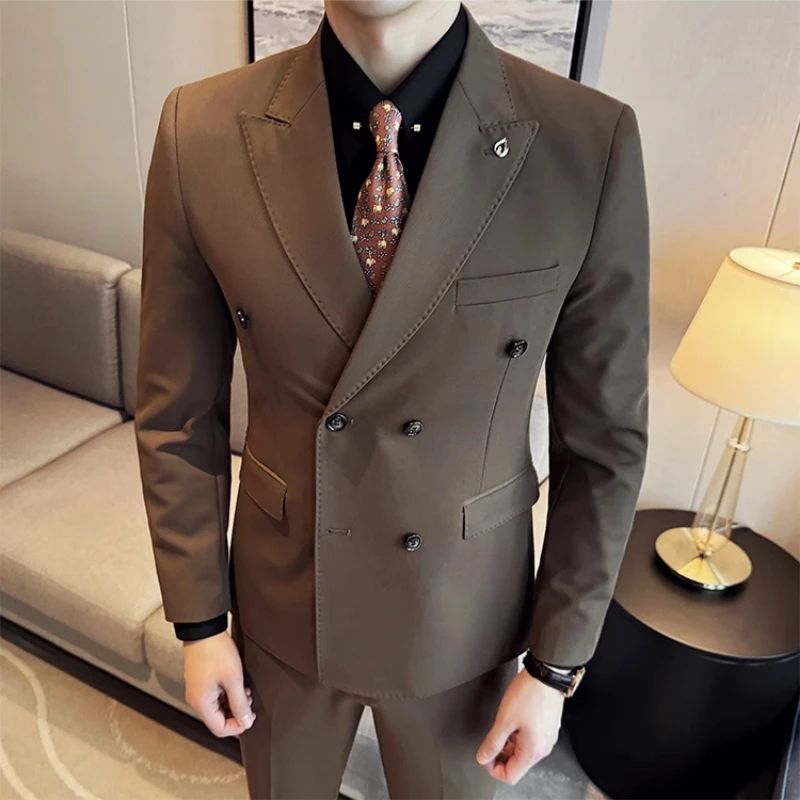 2024 Spring New Ins British Style (suit + Trousers) Trend Slim-fit Business Gentleman Men\'s Suit Suit Large Size Two-piece Set