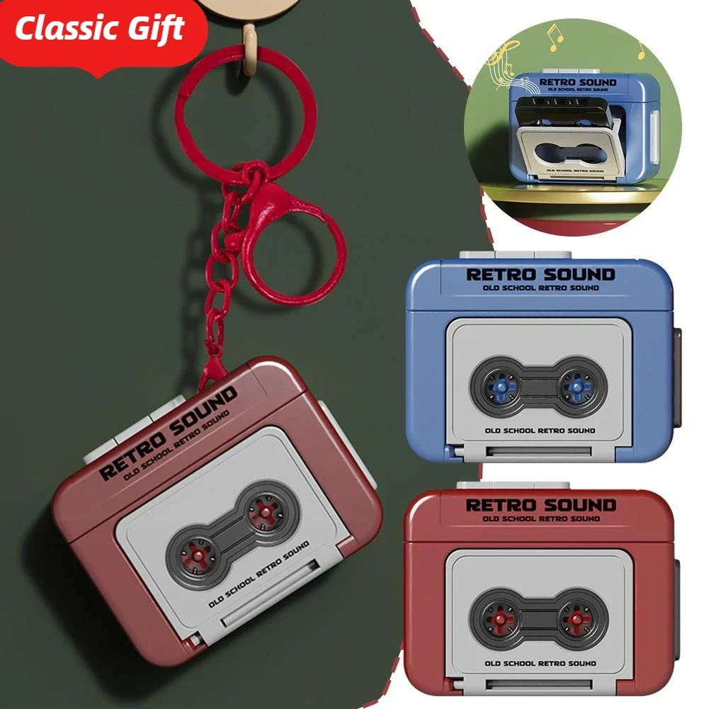 

Mini Player Vintage Tape Recorder Keychain Recordable Retro Cassette Recorder Classic Fun Red And Blue Students Friends Gifts