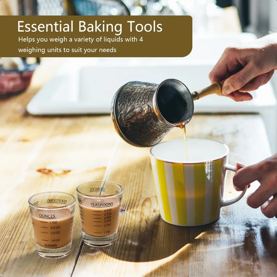 2 حزمة من أكواب قياس كوب إسبرسو مع 4 طرق قياس أونصة ML TSP TBSP قياس آمن لغسالة الأطباق o
