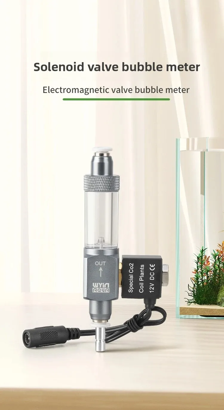 Direct Plug CO2 Solenoid Valve with Bubble Counter Check Valve for Aquarium Planted Tank CO2 System Regulator