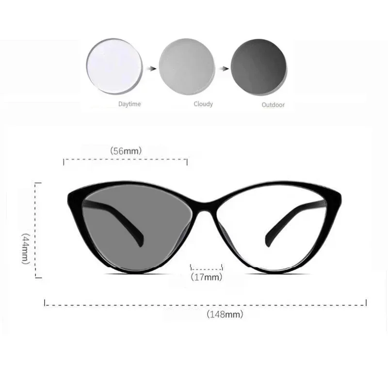 Outdoor Photochromic Sunglasses for Myopia Glasses Vintage Cat Eye Anti Blue Light Near-sight Eyeglasses Finished Minus Eyewear