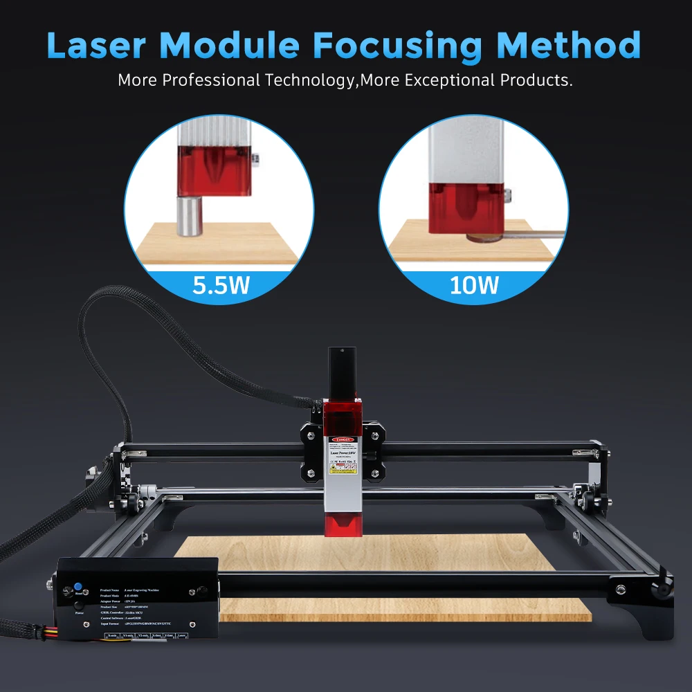 Máquina De Corte De Gravador A Laser, Roteador De Madeira Com Controlador De 32-bit, LaserGRBL, LightBurn, 10W, 5.5W