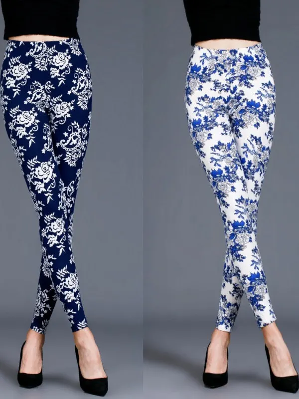 

Women's Casual Faion Printed Slim Fit Elastic High Waist Sports Ankle-Length Base Layer Pants Comfortable Stretchy Trousers