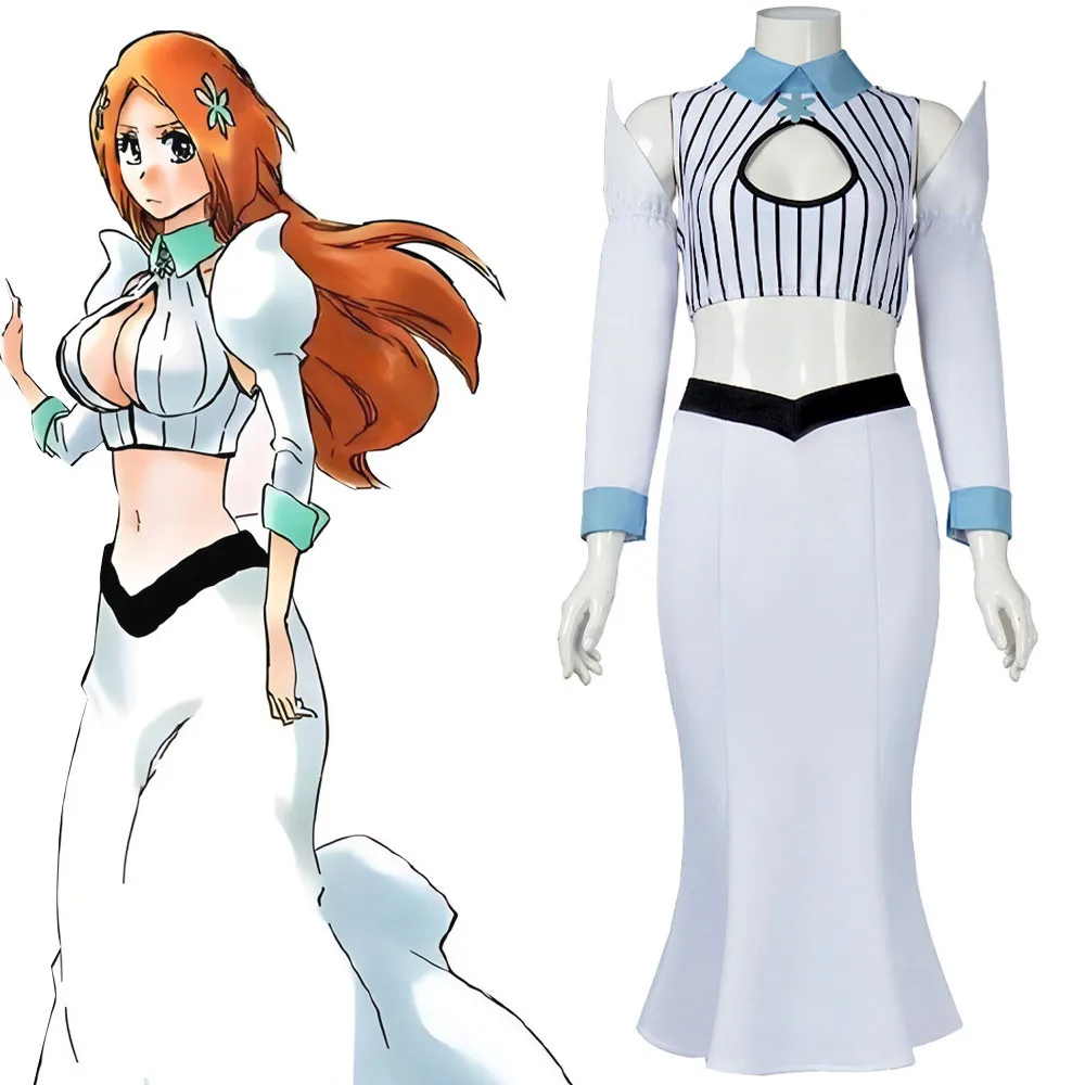 Costume de cosplay Anime Inoue Orihime, jupe longue blanche, perruque, tenue de princesse pour femmes, Halloween, carnaval