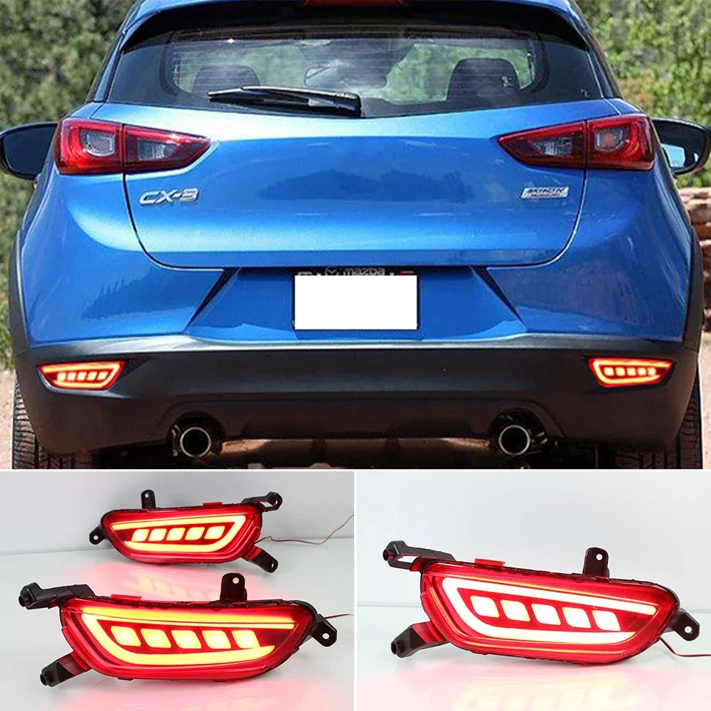 New！ 1Pair Reflector Car LED Rear Fog Lamp Brake Light Turn Signal Light For Mazda CX-3 CX3 2015 2016 2017 2018 2019 2020