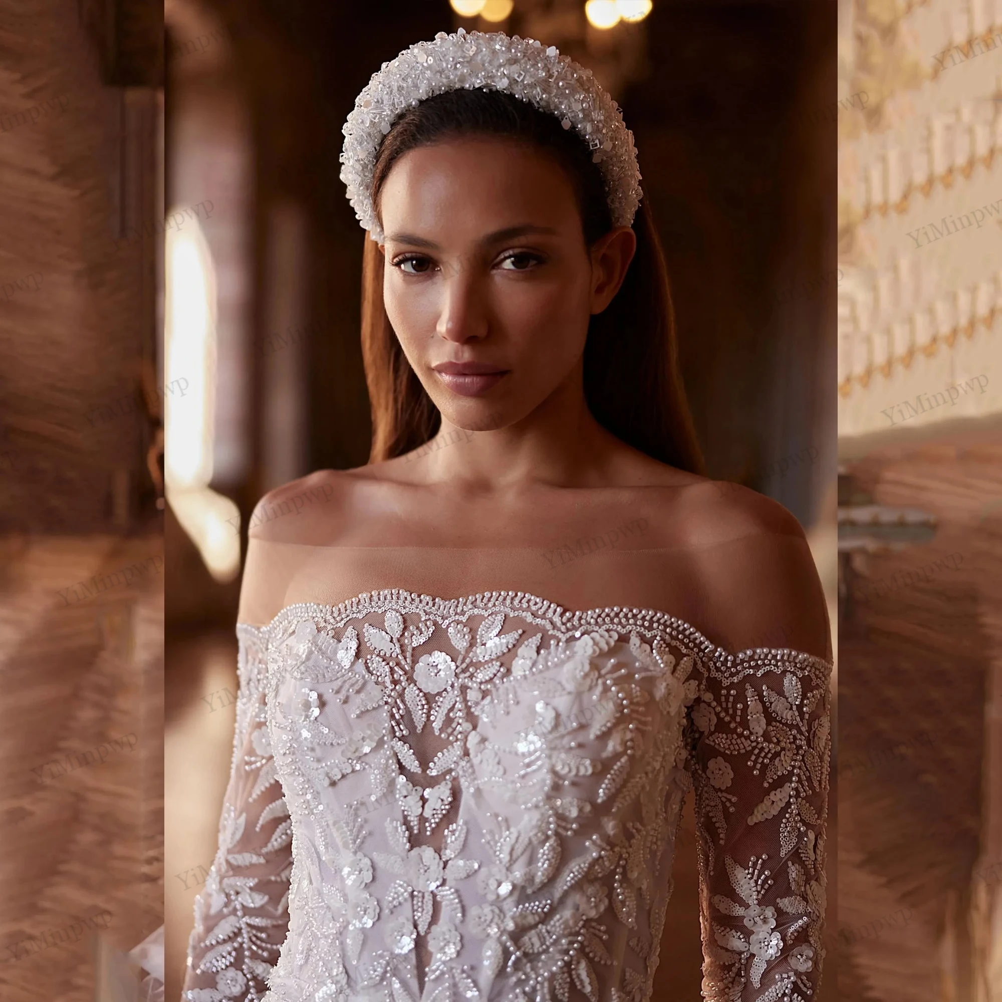 Роскошные свадебные платья с открытыми плечами, аппликация из бисера, платья невесты-русалки для женщин, платья с длинными рукавами, Vestidos de Novia 2026, по индивидуальному заказу