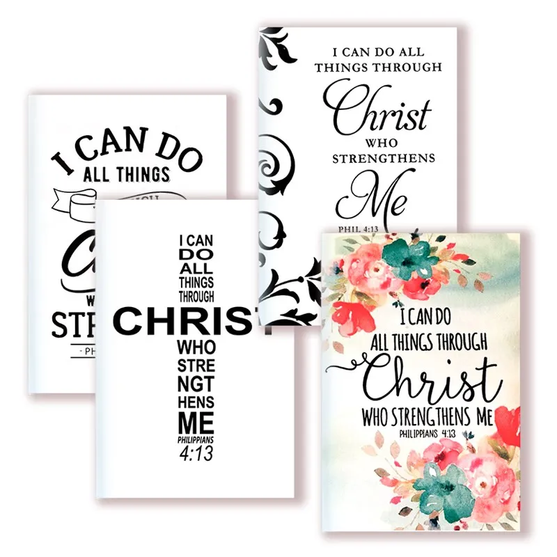 A5 Notebook Bible Verse Philippians 4 13 - I Can Do All Things Through Christ - Motivational Quotes For Writing Supplies Book