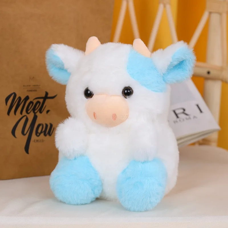 7.87in Cow Strawberry Doll Cute Cow Plush Animals Toys Pink, Black Sitting Cow Plush as  Room Decoration Ornament Christmas Gift