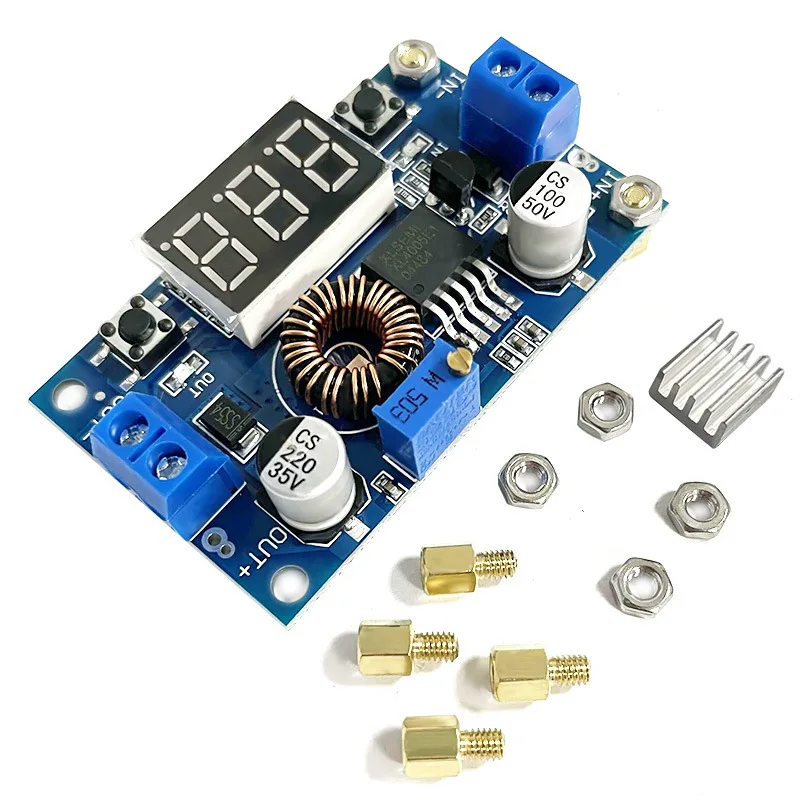 2pcs XL4015E 5A 75W High Power DC DC Adjustable Step Down Module with Voltage Display Better Than LM2596 for Arduino
