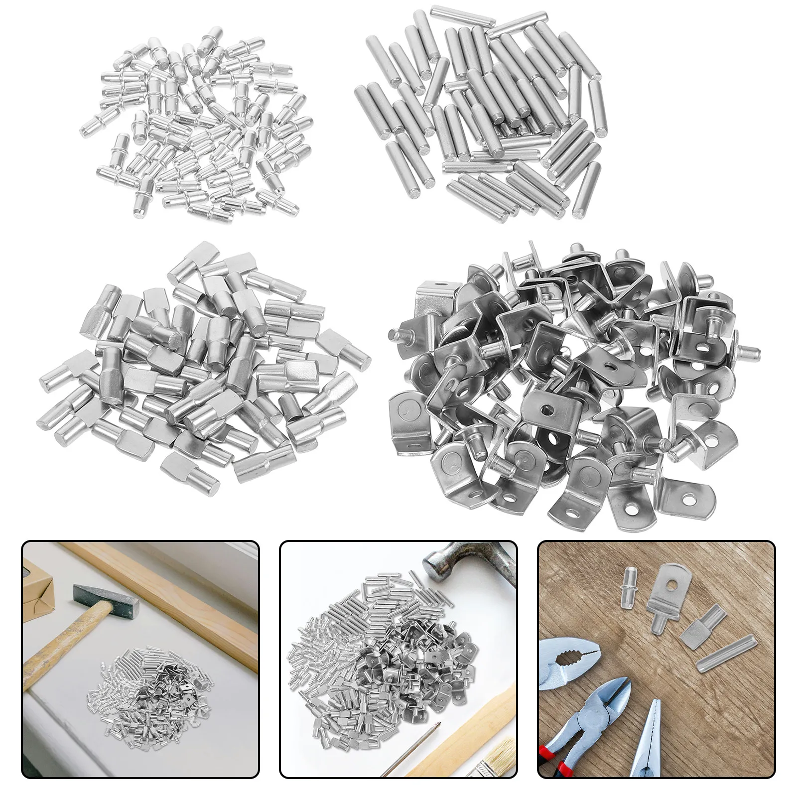 200Pcs Invisible Shelf Supports Stainless Steel Shelf Pins for Cabinets Wardrobes Adjustable Brackets Closet Furniture Storage