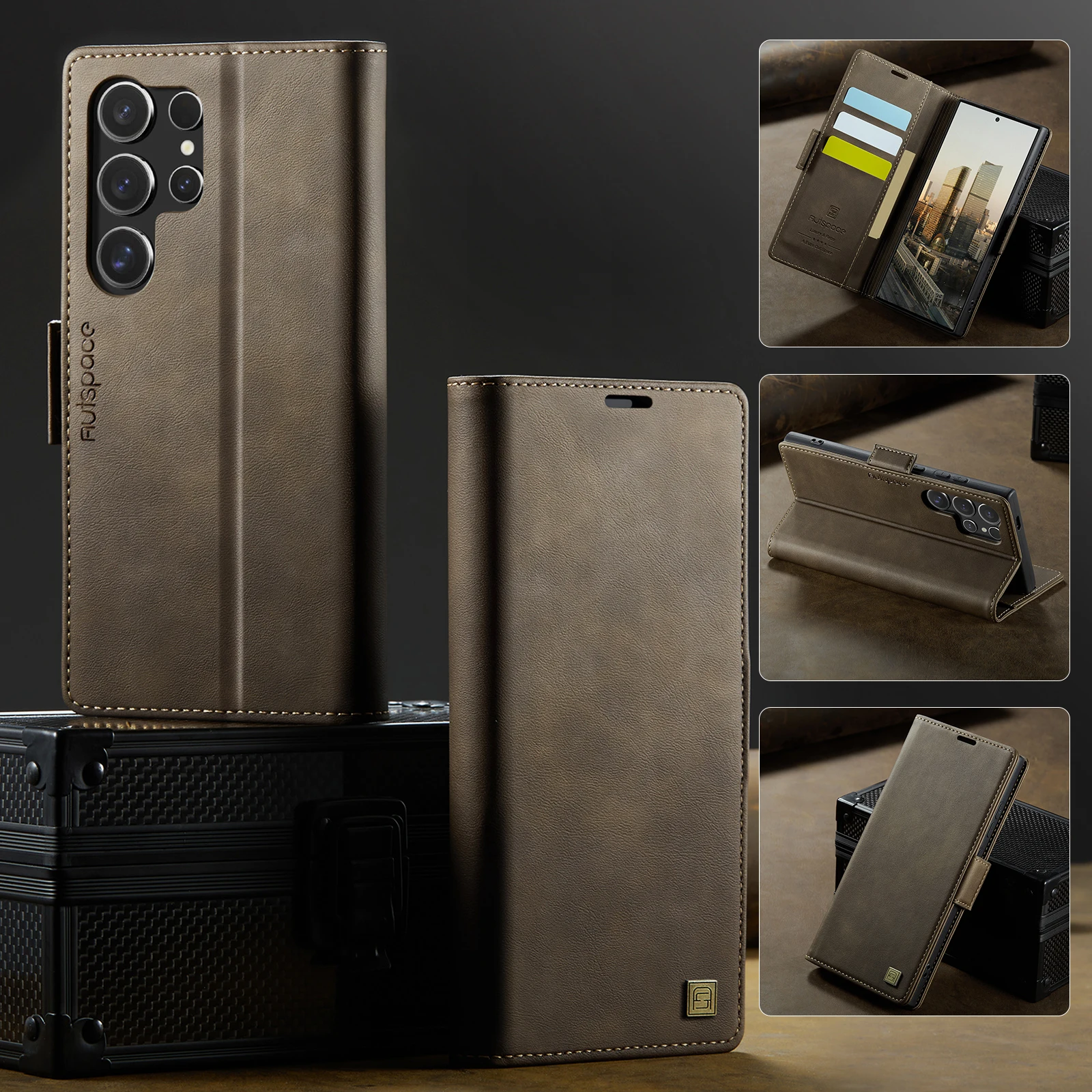Luxus Leder Telefon Brieftasche Fall Buch Mit Ständer Für Samsung Galaxy S25 Rand S24 Ultra S23 FE S22 S21 Plus Karte Slot Flip-Cover