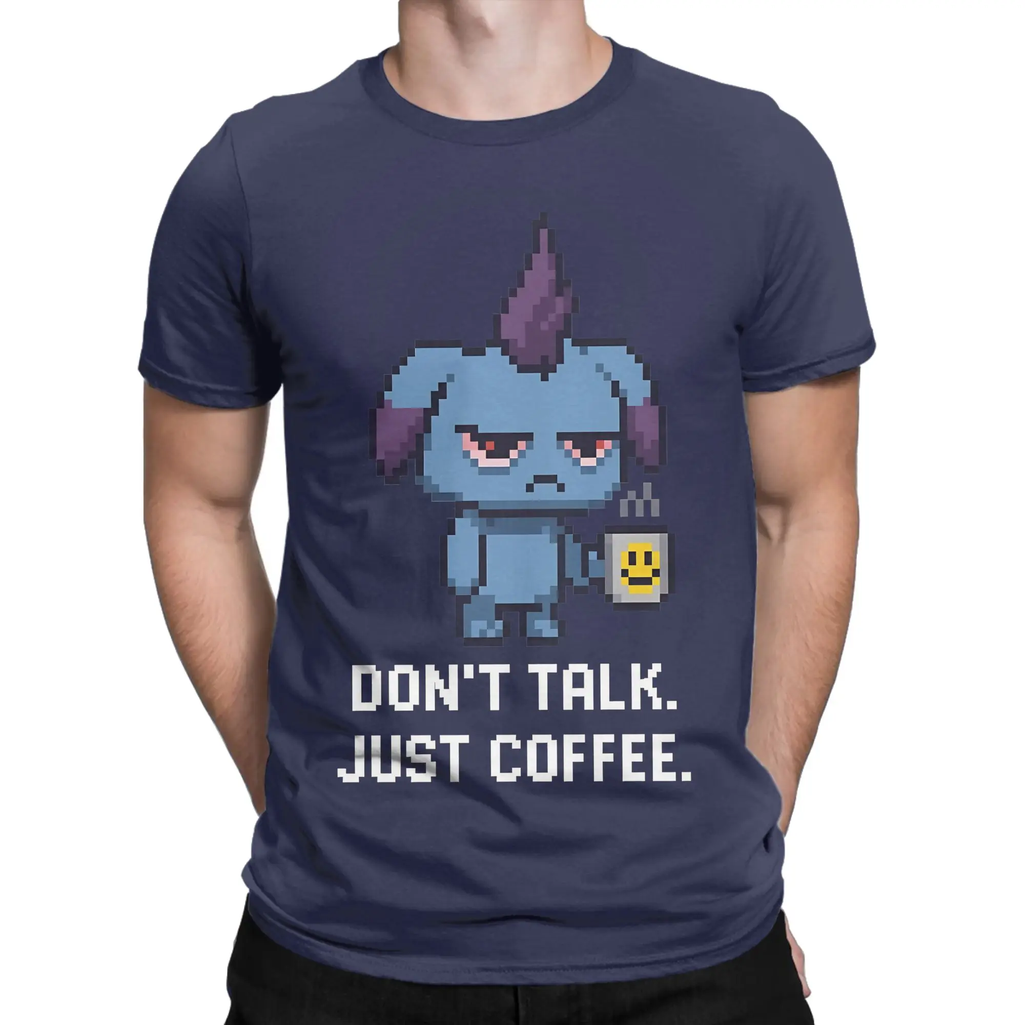 Depressos Coffee  Funny T-Shirt Men Cotton Tops Vintage  Round Neck Short Sleeve