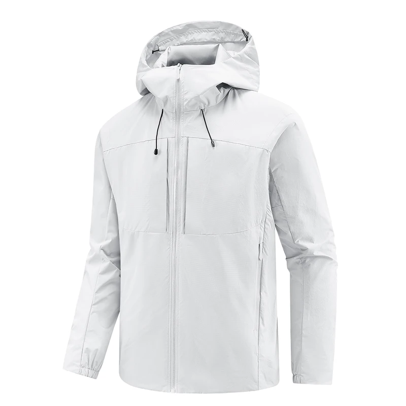 Men's Lightweight Windbreaker Waterproof Jacket Outdoor Casual Raincoat Spring Autumn Hiking Travel Hooded Solid Color Coat