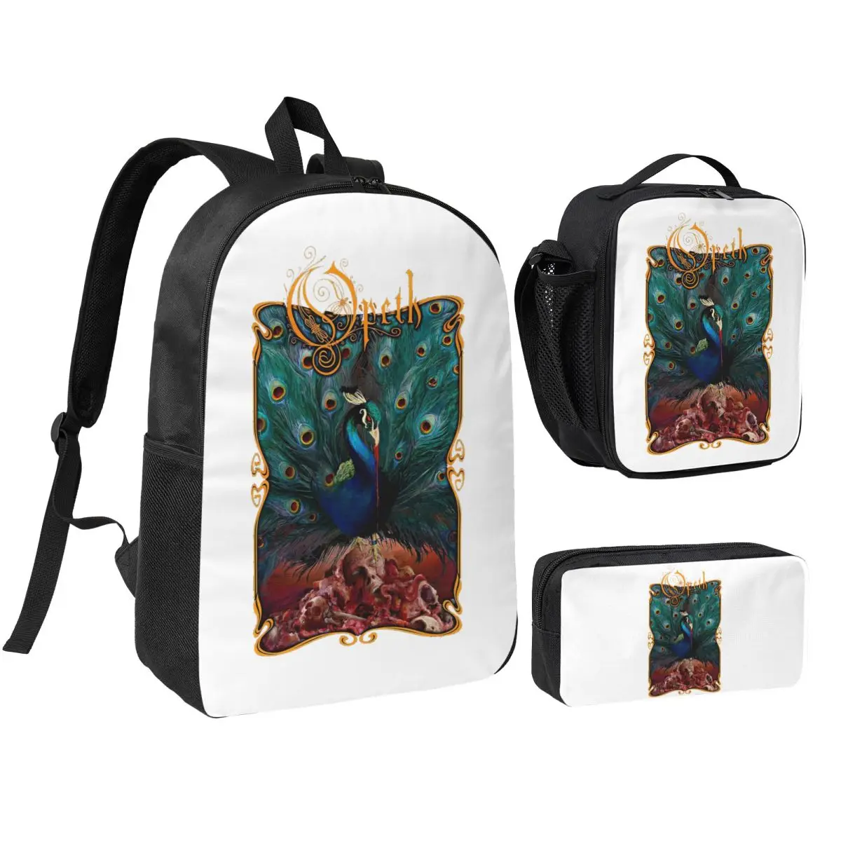

Opeths Logo Death Metal Band Backpack Boys Girls BookBag School Bag Shoulder Bags 3ps Insulated Lunch Bag Pencil Case