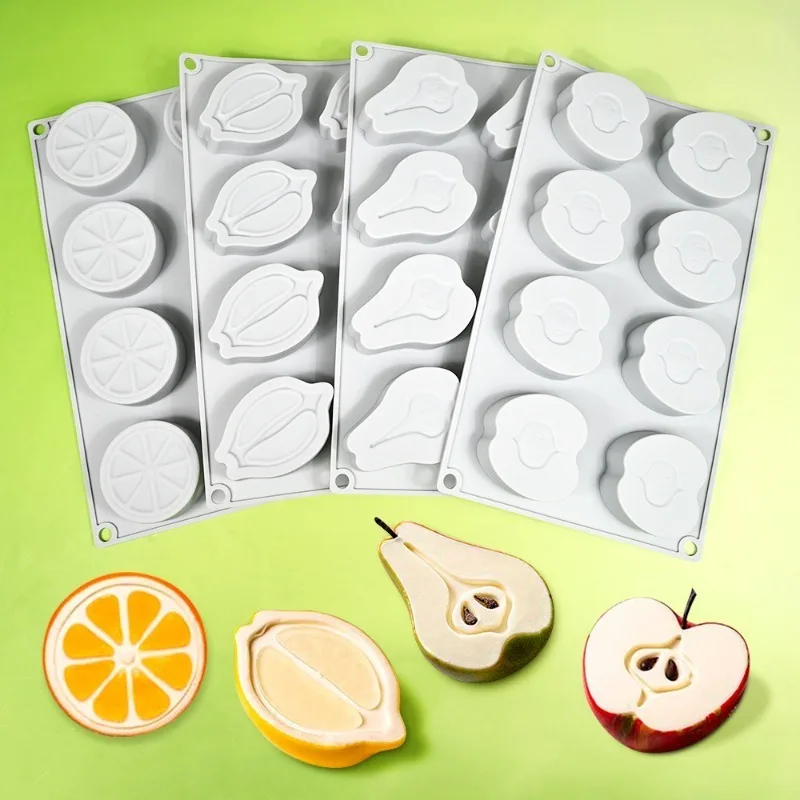 

8 Cavity Apple Lemon Pear Mousse Cake Mold Dessert Chocolate Pudding Silicone Mould DIY Cake Decorating Tools Kitchen Bakeware