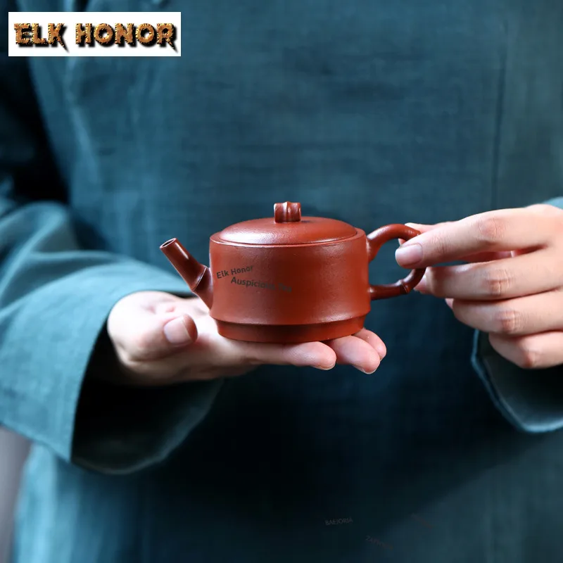 135ml Yixing Purple Clay Teapots Handmade Bamboo Joint Pot Raw Ore Wrinkled Zhu Mud Tea Maker Kettle Zisha Tea Set Tea Ceremony