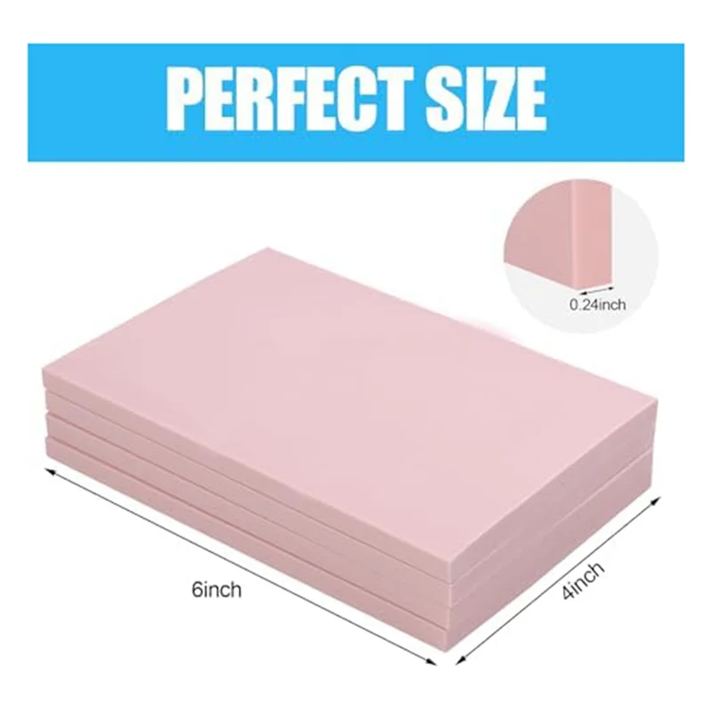 A41Z-4-Piece 15 X 10Cm Pink Rubber Engraved Linoleum Block Stamp Making Kit For Print Production