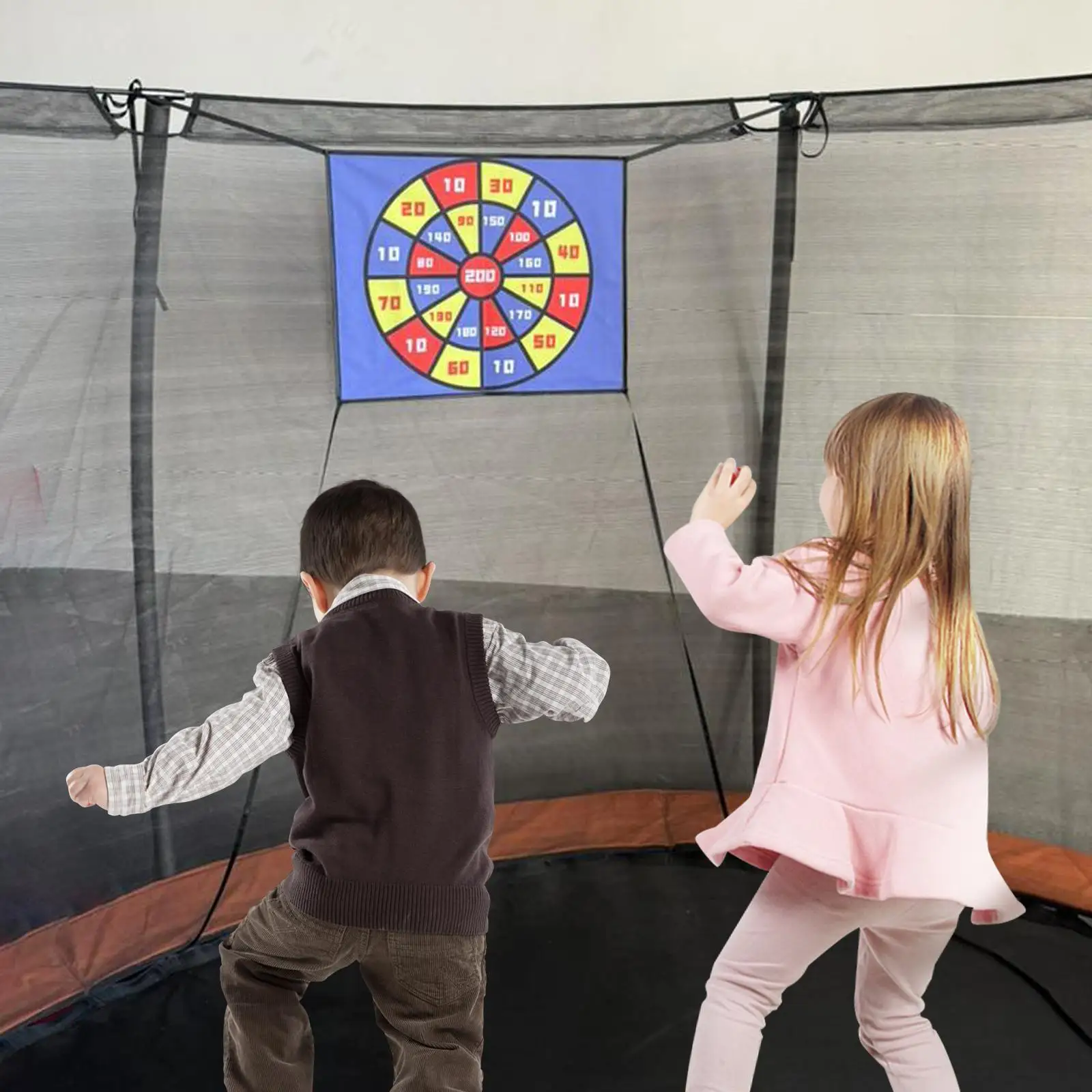 Kids Trampoline Dart Board Toss Game Toys Play Enhancing Hand Eye Coordination with Sticky Balls Dartboard for Yard Outdoor