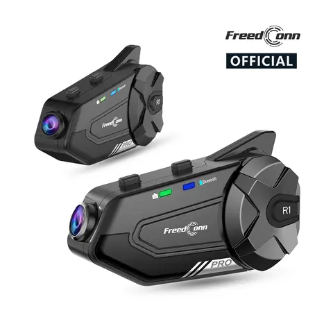 Motorcycle Intercom Helmet Bluetooth Headset Group Speaker Headphone WiFi App Freedconn R1Pro Motorbike Dash Cam Moto Auto Dvr