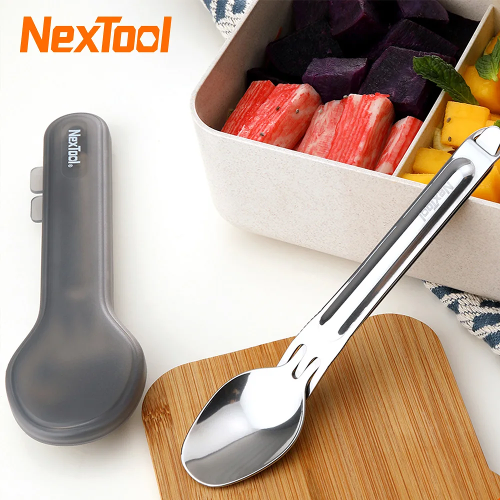 

NexTool 2-in-1 Titanium Fork Spoon Outdoor Pure Spork Reusable Camping Tableware Case Stainless Steel Portable Camping Cutlery