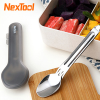 NexTool 2-in-1 Titanium Fork Spoon Outdoor Pure Spork Reusable Camping Tableware Case Stainless Steel Portable Camping Cutlery