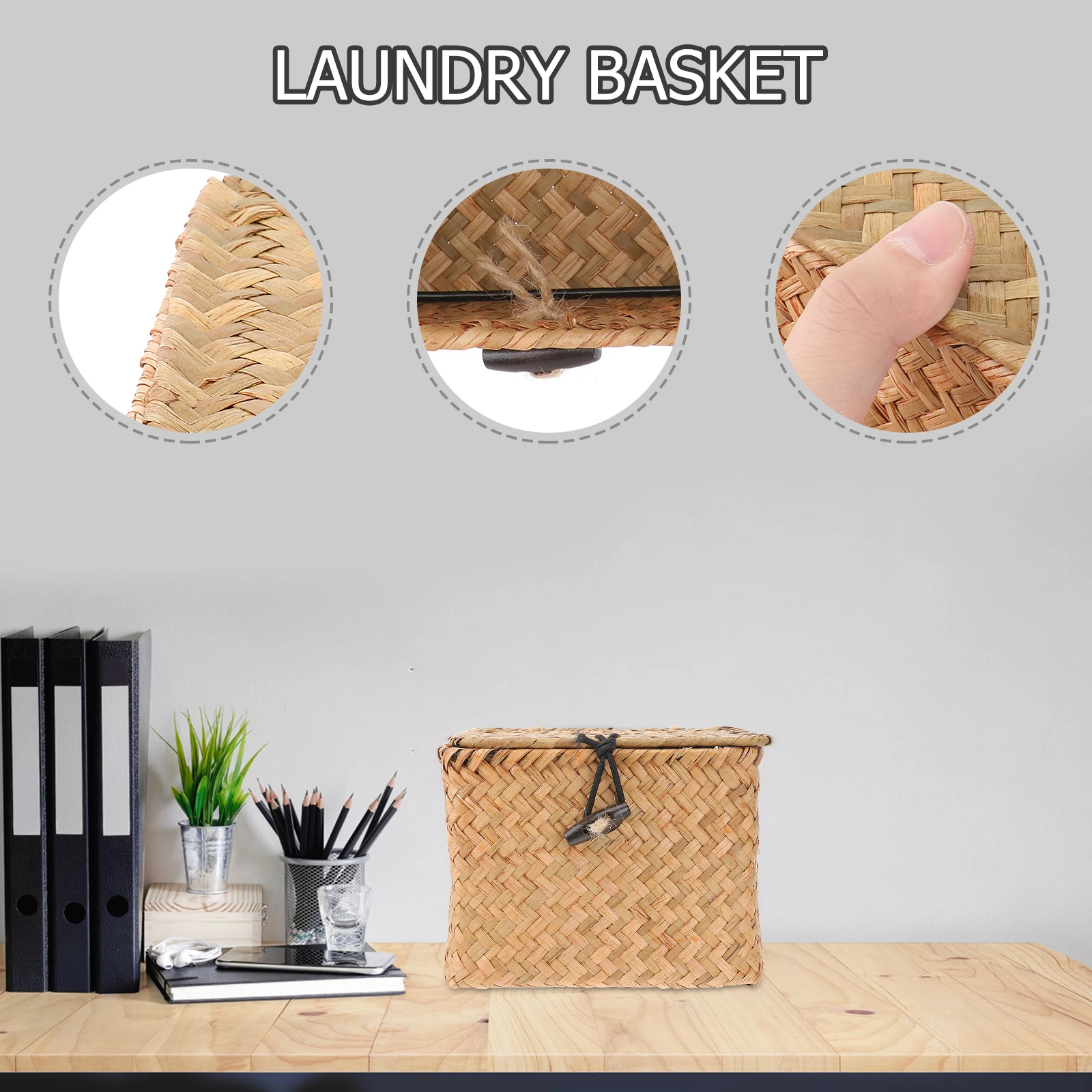 

Straw Storage Seagrass Tea Storage Holder Covered Baskets Tea Organizer Vintage Home Decor Kitchen Bar Accessories Container