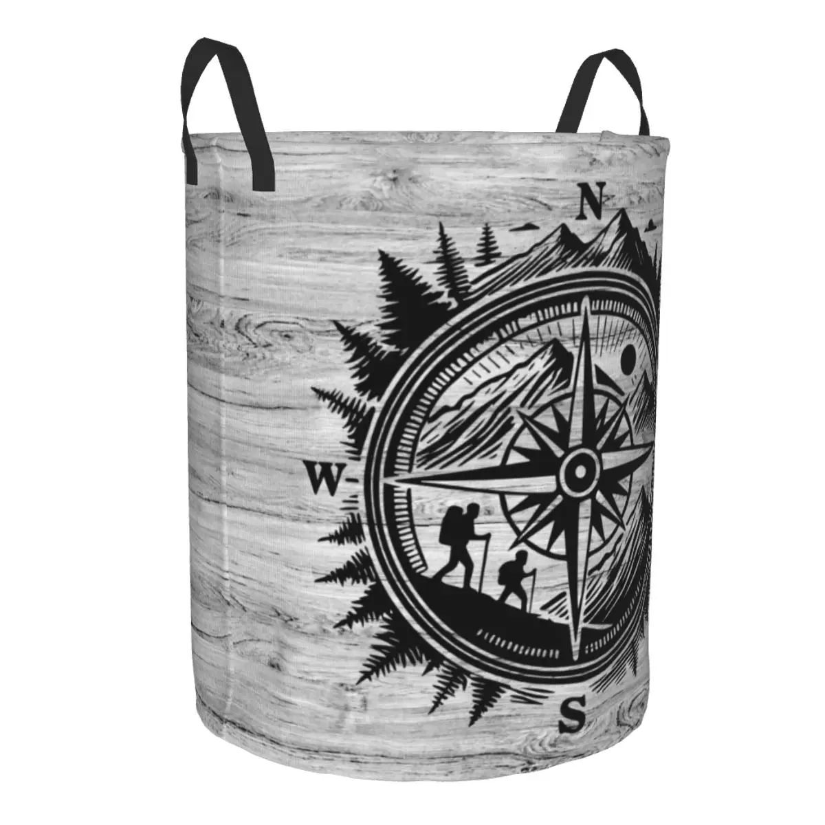 Custom Mountain Adventure Navigate Compass Laundry Basket Foldable Clothes Toy Hamper Storage Bin for Kids Nursery