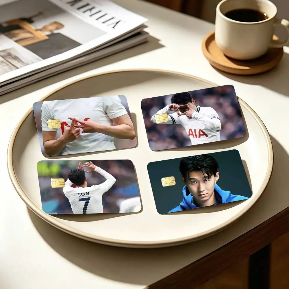 Famous Asian Footballer Son Heung-min   4pcs 1Set Card Stickers Small Waterproof Chip 4PCS Card Sticker Anti-Scratch