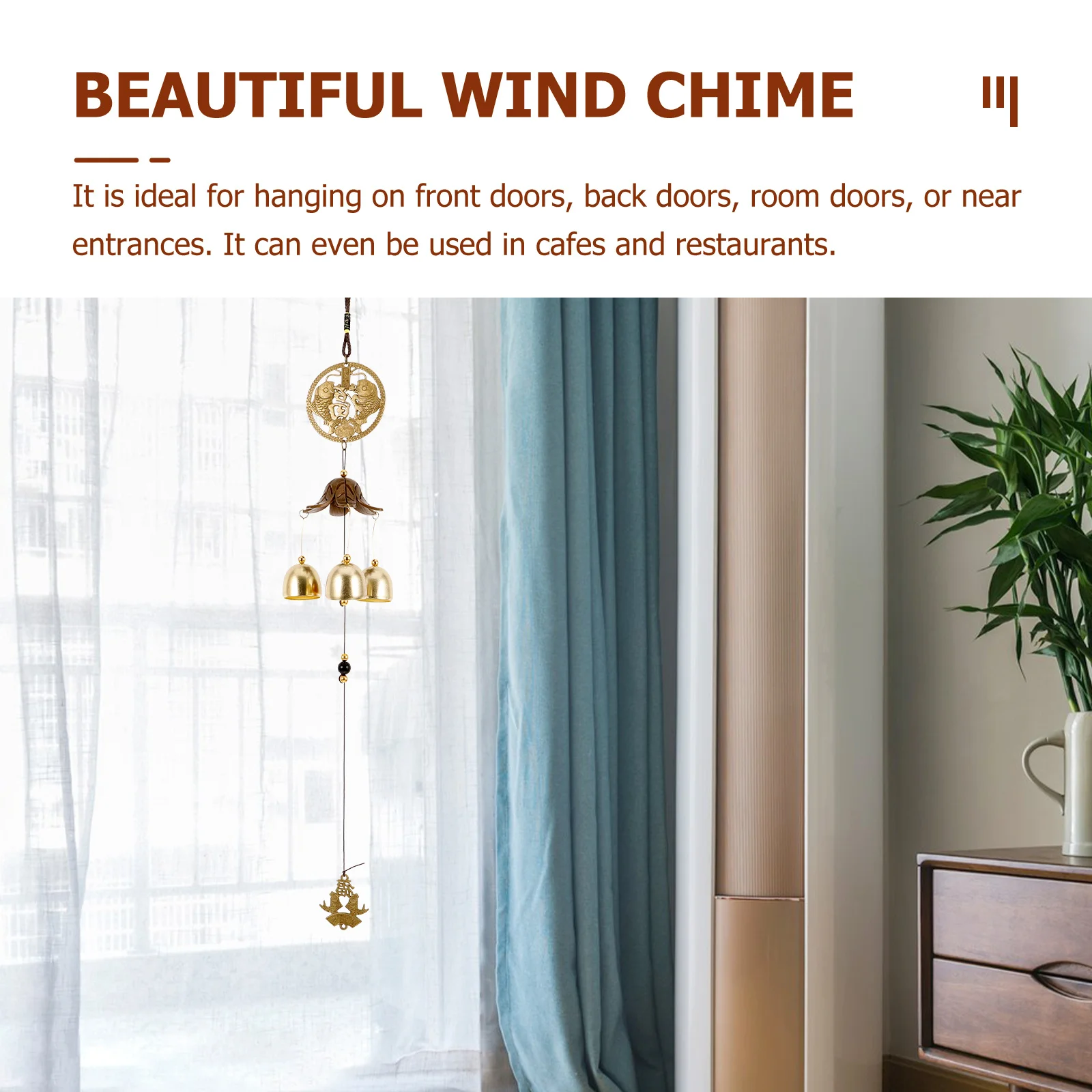

Outdoor Wind Chime Garden Balcony Pendant Vintage Zinc Alloy Good Luck Bell Hanging Ornament Patio Decor Melodic Sound