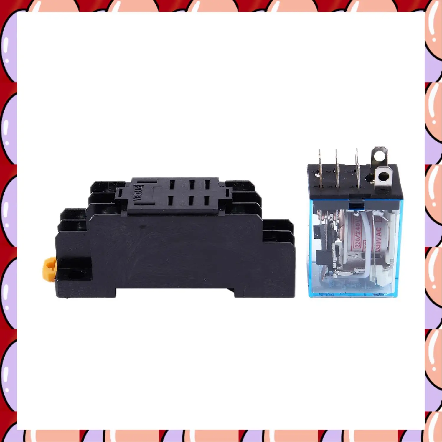 A72Z 1개 220V AC 코일 DPDT 파워 릴레이 8핀 PTF08A 소켓 및 10개 미니 리미트 스위치 롤러 레버 암