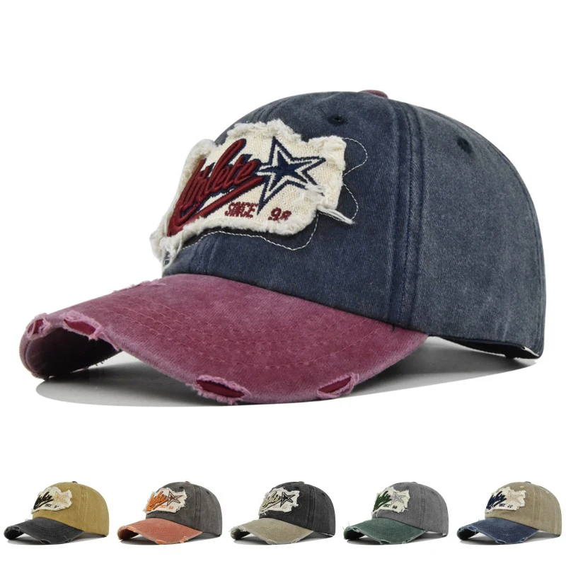 Four Seasons New Baseball Cap Retro Distressed Casual Outdoor Sports Hat Spring And Autumn Sunhat Letter Embroidery Cap Unisex