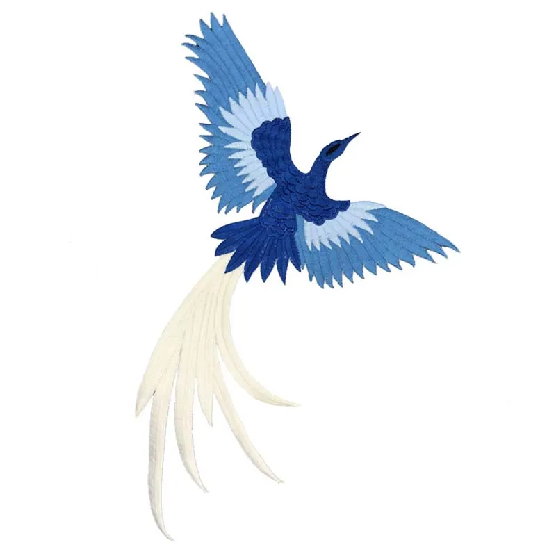 Iron On Blue Bird Appliques Peacock Stickers Embroidery Fusible Patch,Clothing Thermoadhesive Patches DIY For Dresses,Clothes