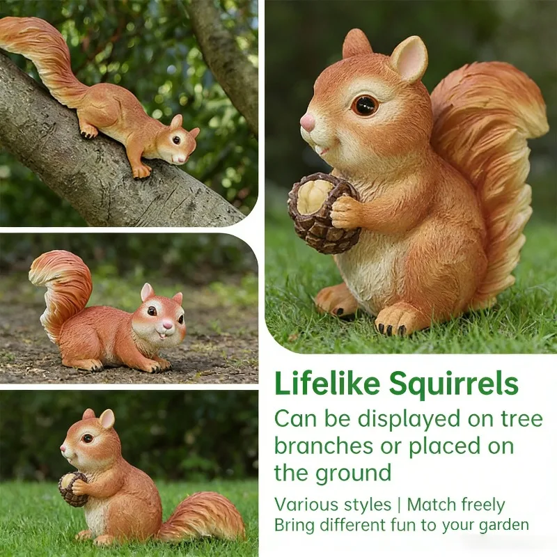 

Статуэтка белки из смолы для сада, уличный декор, скульптура животного, украшение в лесной тематике, прочная фигурка для двора, патио, газона, подарок для дома
