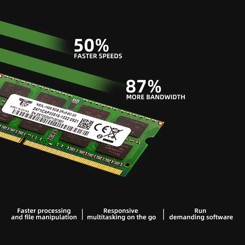 Computer portatile Casper DDR3 modulo di memoria da 8GB 1600MHz SODIMM Notebook RAM Gaming Designer Run Design Software senza intoppi (verde)